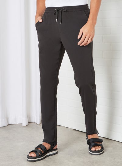 Buy Drawstring Waist Trousers Black in UAE