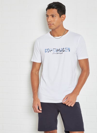 Buy Slogan Print T-Shirt White in Saudi Arabia