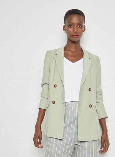 Buy Structured Double-Breasted Blazer Green in UAE