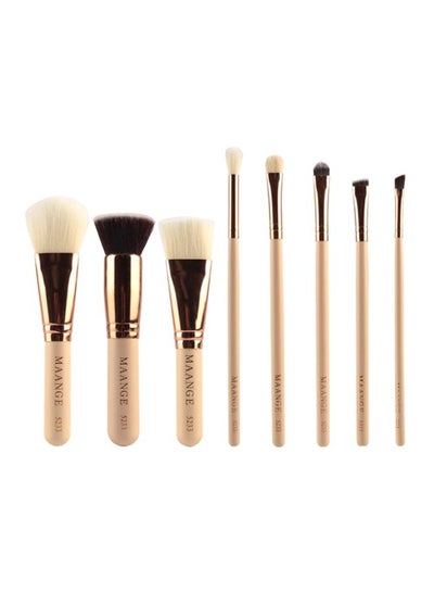 Buy 8-Piece Makeup Brush Set Beige/Gold in Saudi Arabia