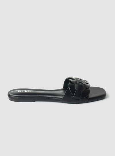 Buy Casual Flat Sandals Black in Saudi Arabia