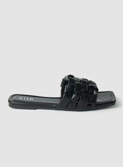 Buy Casual Flat Sandals Black in Saudi Arabia