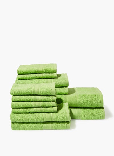 اشتري 12-Piece Towel Set, 100% Cotton Terry, Quick Dry, Fade Resistant, for Everyday Use, 2 Bath + 4 Hand + 6 Face, 400 GSM Apple Apple في السعودية