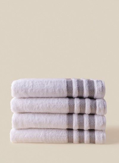 Buy 4 Piece Bathroom Towel Set - 500 GSM 100% Cotton Low Twist - 4 Bath Towel - Highly Absorbent - Fast Dry White 76 x 142cm in UAE