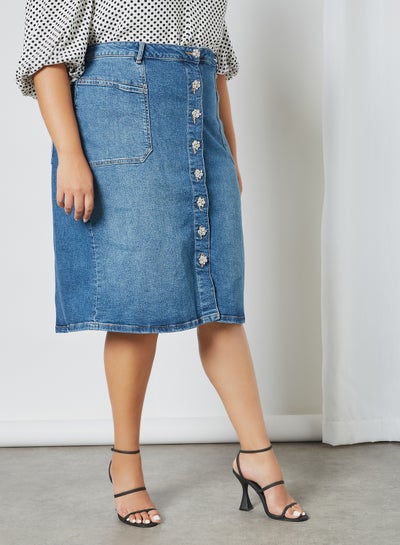 Buy Plus Size Denim Skirt Blue in Saudi Arabia