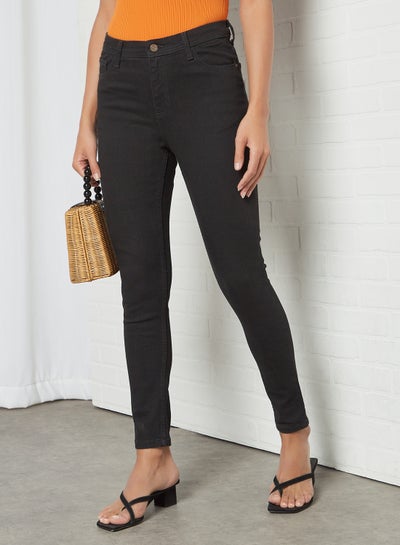 Buy Mid Rise Skinny Jeans Black in UAE