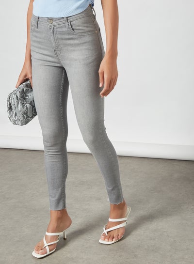 Buy Mid Rise Skinny Fit Jeans Grey in Saudi Arabia