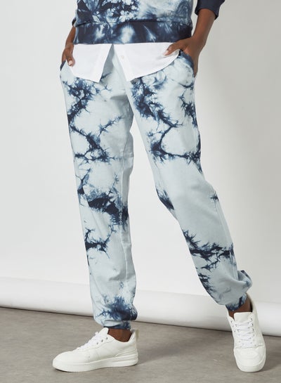 blue and white tie dye sweatpants