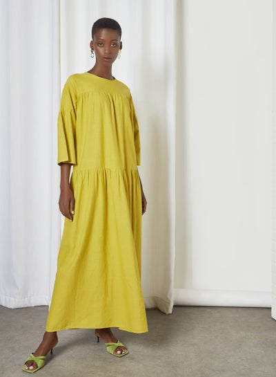 Buy Oversized Tiered Dress Yellow in Saudi Arabia