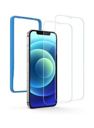 Buy 2 Pack Screen Protector for iPhone 12 mini 5.4 Inch Tempered Glass Screen Protector Anti-Scratch with Alignment Frame, Bubble Free, Scratch Resistant clear in UAE