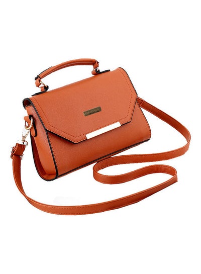 Buy Solid Pattern Top Handle Crossbody Bag Orange in Saudi Arabia