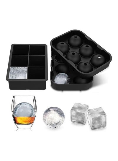 Buy Set Of 2 Large Ice Cube And Ball Maker B66 Black in UAE