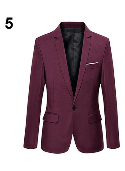 Buy Slim Formal Business Suit Wine Red in Saudi Arabia