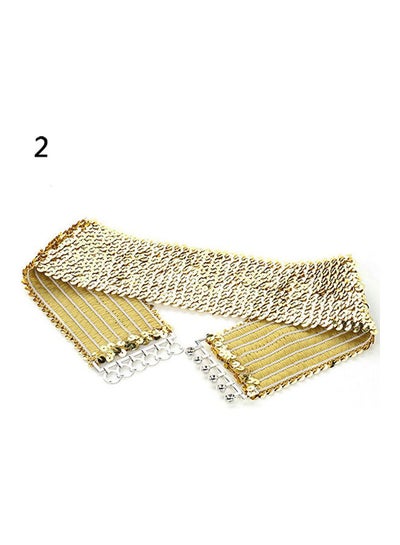 Buy Sparkling Sequins Elastic Stretch Wide Waistband Waist Belt Gold in Saudi Arabia