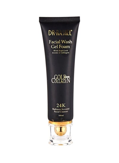 Buy 24K Gold And Collagen Facial Wash Gel Foam Black/Gold 100ml in UAE