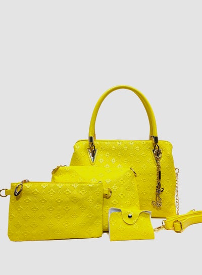 Buy 4 Piece Casual Handbag For Women Set Yellow in UAE