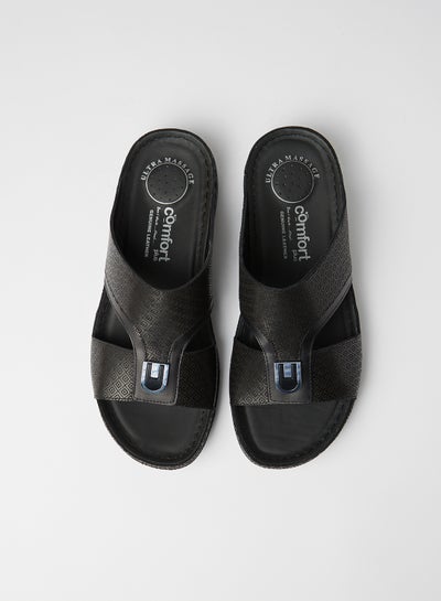 Buy Patterned Strap Sandals Black in Saudi Arabia