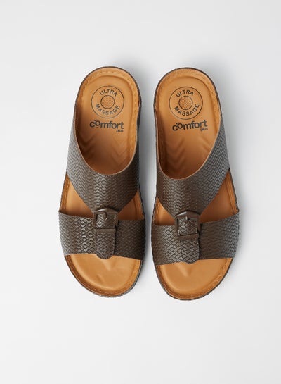 Buy Patterned Strap Sandals Brown in Saudi Arabia