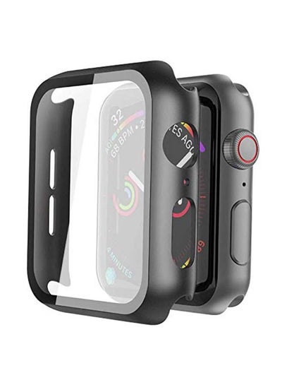 Buy Protective Case With Tempered Glass Screen Protector For Apple Watch Series 4/5/6 44mm Black in Saudi Arabia