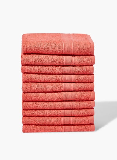 Buy 10 Piece Bathroom Towel Set - 400 GSM 100% Cotton Terry - 10 Face Towel - Quick Dry - Super Absorbent Melon 40 x 60cm in UAE