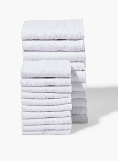 Buy 20 Piece Bathroom Towel Set - 400 GSM 100% Cotton Terry - 10 Hand Towel - 10 Face Towel - White Color -Quick Dry - Super Absorbent White in Saudi Arabia