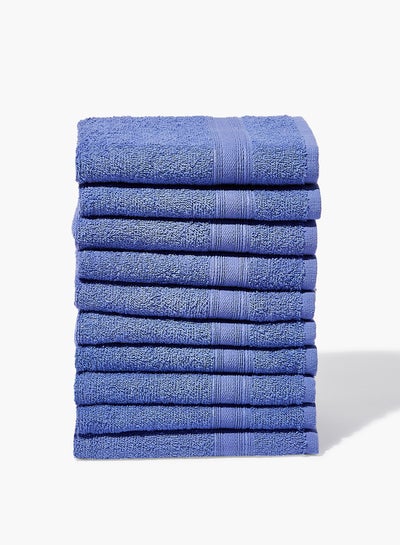 Buy 10 Piece Bathroom Towel Set - 400 GSM 100% Cotton Terry - 10 Face Towel - Periwinkle Color -Quick Dry - Super Absorbent Periwinkle 40 x 60cm in Saudi Arabia