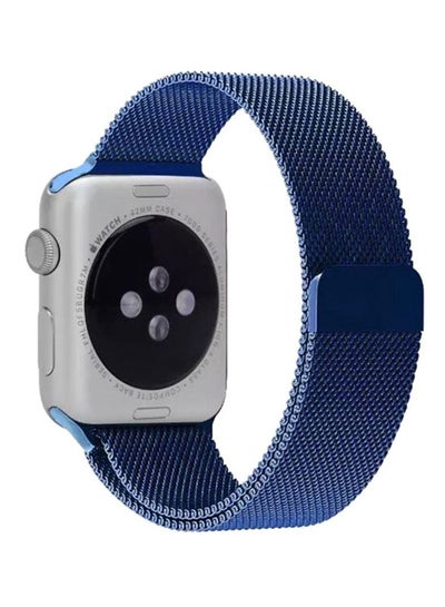 Buy Milanese Loop Stainless Steel Replacement Band For Apple Watch Series 7/6/SE/5/4/3/2/1 42/44/45mm Blue in UAE