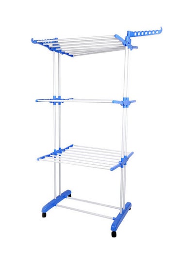 Buy Multi Layer Clothes Organizer Drying Rack White/Blue 68 x 54 x 168cm in UAE