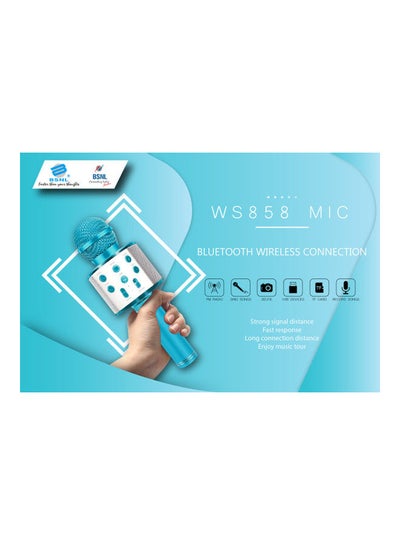 Buy Portable Wireless Handheld Karaoke Microphone With Bluetooth Speaker WS-858 Blue in UAE