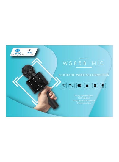 Buy Portable Wireless Handheld Karaoke Microphone With Bluetooth Speaker WS-858 Black in UAE