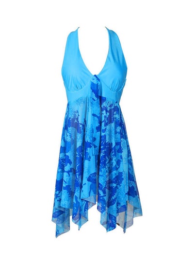اشتري 2-Piece Printed Backless Women Swimdress Tankini Set أزرق في السعودية