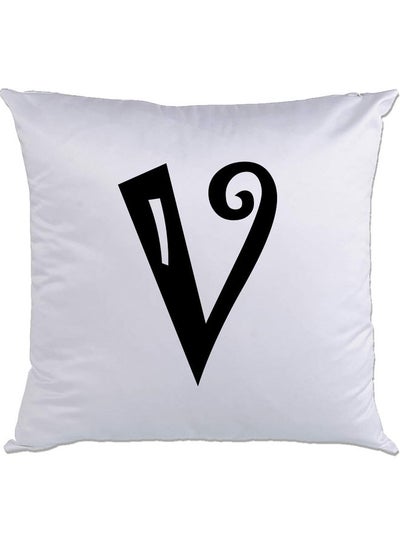 Buy V Printed Cushion White/Black 40x40cm in UAE