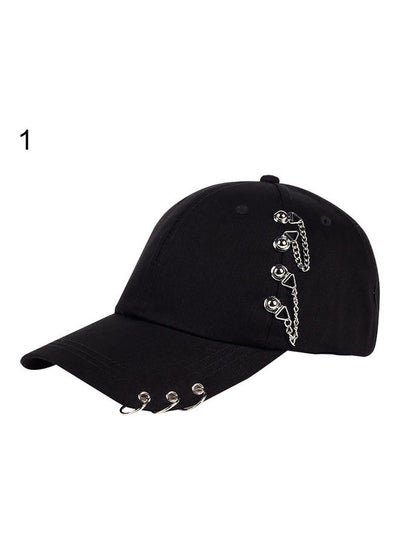 Buy Fashion Metal Ring Hip-Hop Baseball Cap Black in UAE