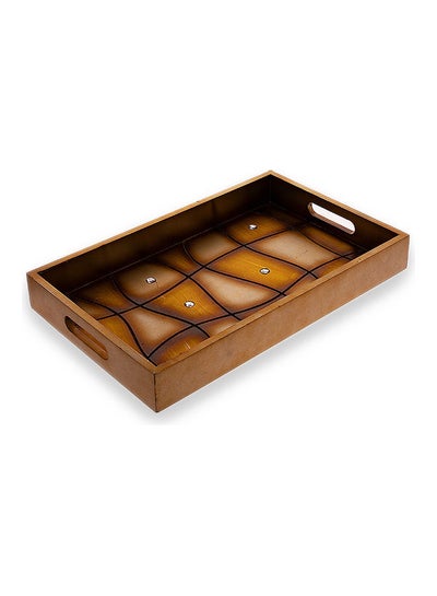 Buy Rectangle Tray Brown/White/Yellow 40x25x20cm in Saudi Arabia