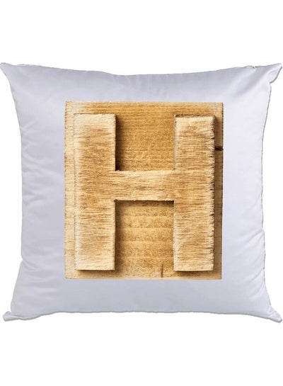 Buy H-Printed Decorative Pillow White/Brown 40 x 40cm in UAE