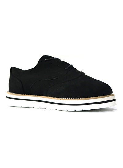 Buy Women Anti-Skid Lace-Up Wingtip Brogue Hollow Shoes Black in Saudi Arabia