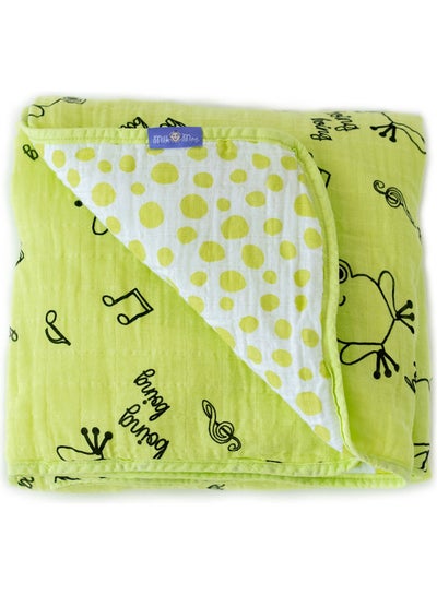 Buy Frog Printed Blanket Cotton Green/Black 90x110cm in Saudi Arabia