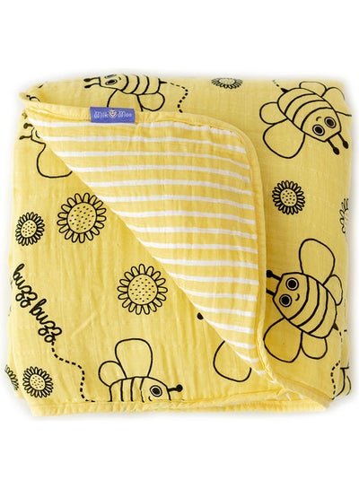 Buy Printed Blanket Cotton Yellow/Black 90x110cm in Saudi Arabia