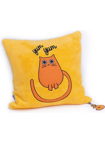 Buy Tombish Cat Printed Pillow Cotton Orange/Black 40x40cm in UAE