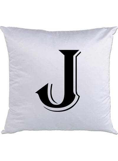 اشتري J Printed Cushion White/Black 40x40سم في الامارات