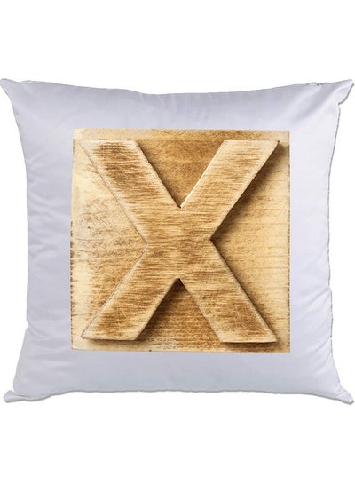 Buy X-Printed Decorative Pillow White/Brown 40 x 40cm in UAE