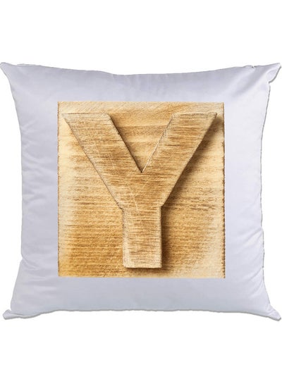 اشتري Y-Printed Decorative Pillow White/Brown 40 x 40سم في الامارات