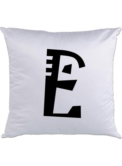 Buy E Printed Cushion White/Black 40x40cm in UAE