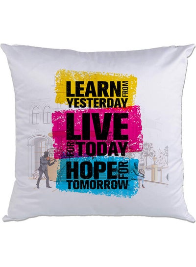 Buy Quote Printed Cushion White/Yellow/Pink 40x40cm in UAE