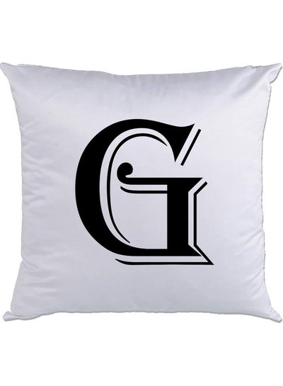 اشتري G-Printed Decorative Pillow White/Black 40 x 40سم في الامارات