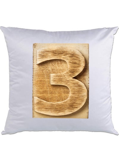 Buy 3-Printed Pillow Cushion White/Brown 40 x 40cm in UAE