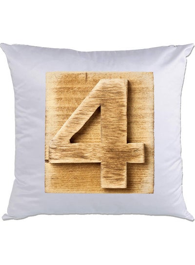 Buy 4-Printed Pillow Cushion White/Brown 40 x 40cm in UAE