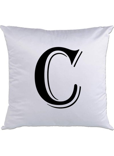 Buy C-Printed Decorative Pillow White/Black 40 x 40cm in UAE
