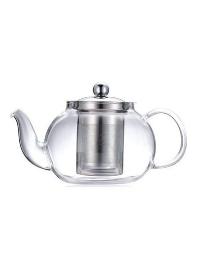 Buy Heat Resistant Glass Teapot With Infuser And Lid Clear/Silver in UAE