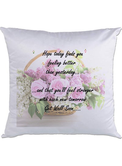 اشتري Quote Printed Cushion White/Purple/Green 40x40سم في الامارات